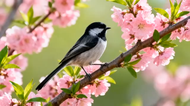 枝头小鸟与盛开樱花(1)328#横屏 