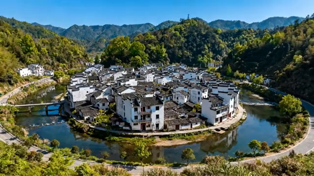  婺源徽派村落山水风光974#横屏 	 - 