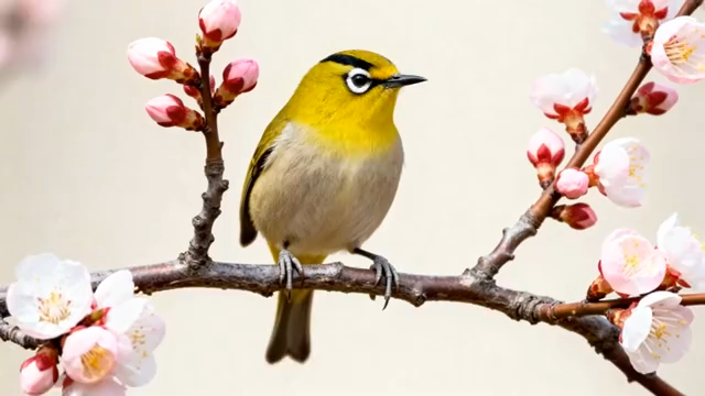 头小鸟与盛开花朵特写3111#横屏 