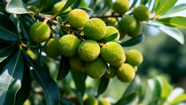 枝头未成熟杨梅特写3534#横屏 