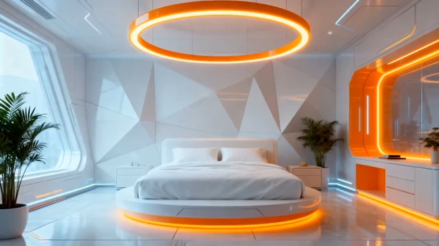  未来感科技卧室渲染场景1760#横屏 	 