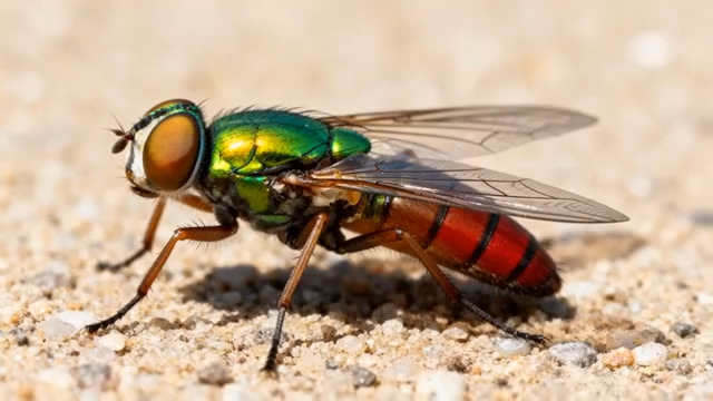  微距下的绿色苍蝇特写245#横屏 	 