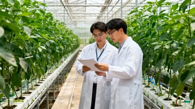  温室大棚内科研人员查看记录112#横屏 	 