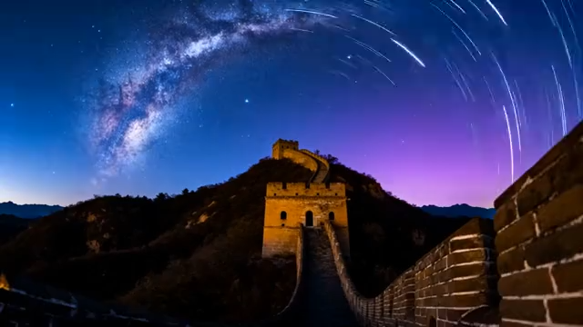 长城星空夜景素材1060#横屏 
