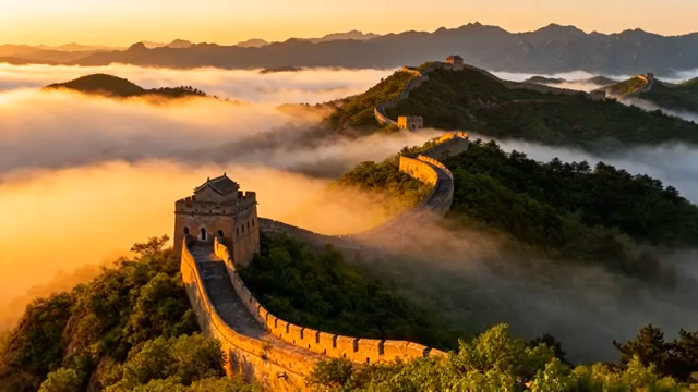 长城晨曦云海自然风光1869#横屏 