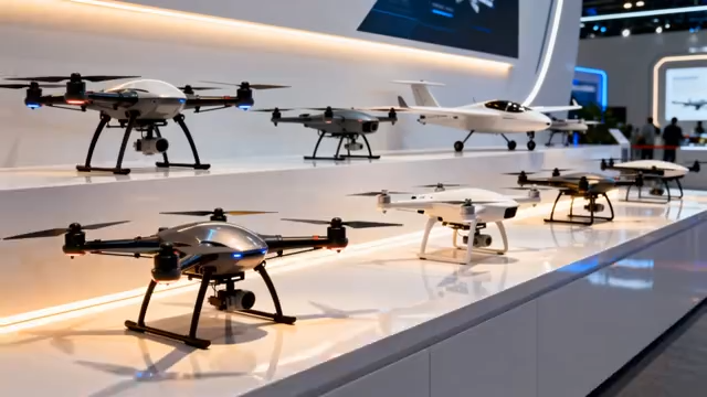 展会上陈列的多款无人机5212#横屏 