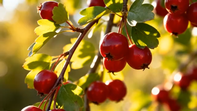 枝头成熟山楂特写3781#横屏 