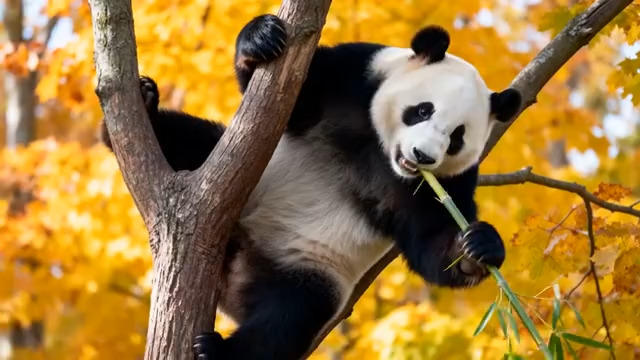  树上吃竹子的大熊猫2918#横屏 	 -