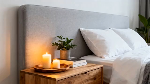  卧室床头烛台书籍布置场景2415#横屏 	 - 