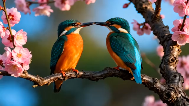 枝头翠鸟亲昵互动2685#横屏 