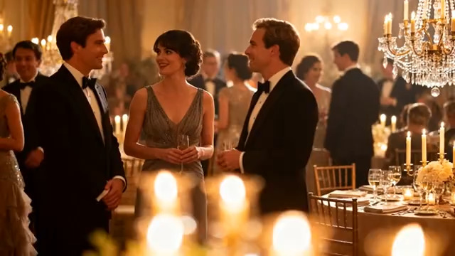  晚宴上人物交谈场景563#横屏 	 -