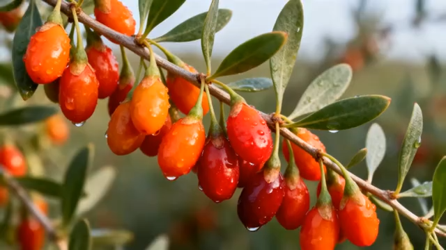 枝头枸杞特写素材2235#横屏 