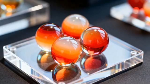  透明平台上的彩色玻璃球1475#横屏 	 