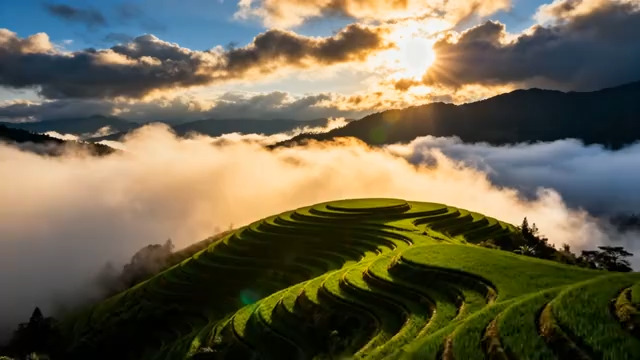  梯田自然风光日出景象2571#横屏 	 