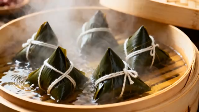 蒸笼里热气腾腾的粽子(1)3265#横屏 