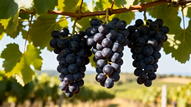 枝头成串紫葡萄特写3795#横屏 