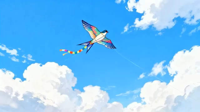  天空中飞翔的彩色燕子风筝2537#横屏 	 -