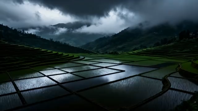 云雾笼罩下的梯田风光3147#横屏 