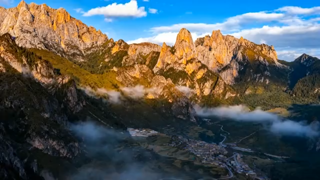 扎尕那山峰山谷自然风光3465#横屏 