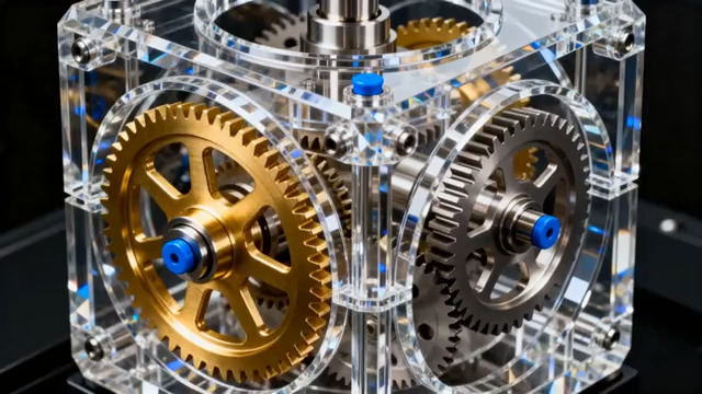  透明机械齿轮装置特写1926#横屏 	 