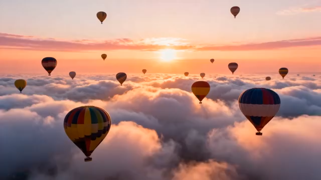 云海之上的热气球日出景观299#横屏 