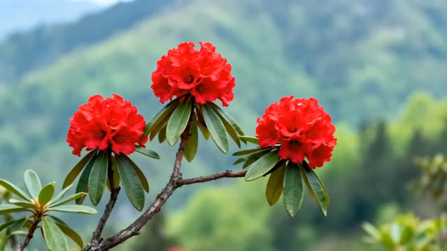  特写红色杜鹃花自然风光1615#横屏 	 