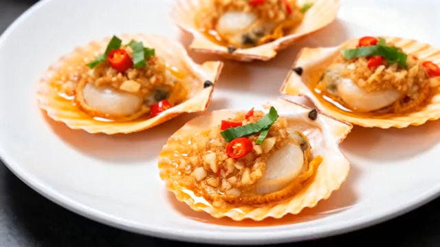  蒜蓉扇贝美食特写素材151#横屏 	 