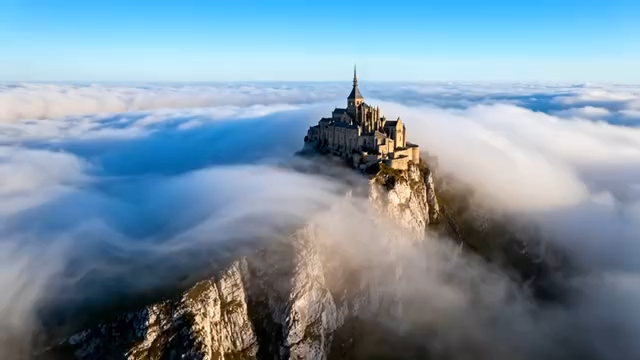 云海中的山顶城堡全景1024#横屏 