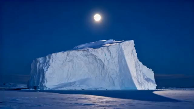 月夜下的巨大冰山景观1181#横屏 