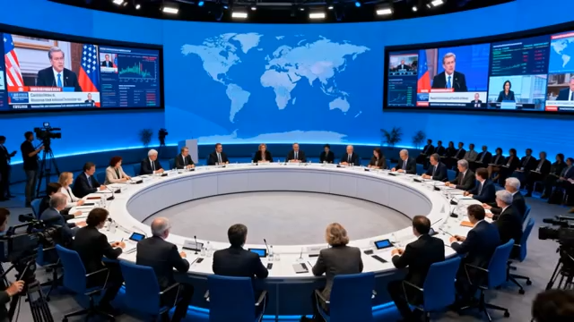 圆桌会议场景商务人士讨论2119#横屏 