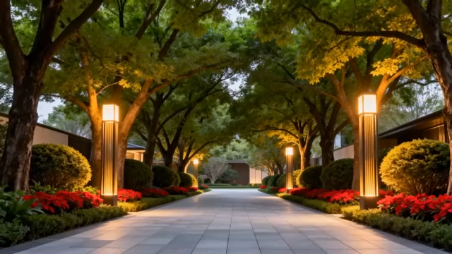 园林景观夜间林荫步道5193#横屏 