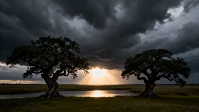 原野双树逆光风景99#横屏 