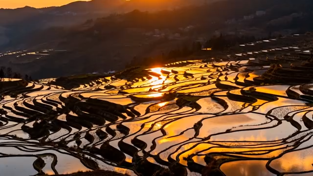 元阳梯田日落自然风光145#横屏 