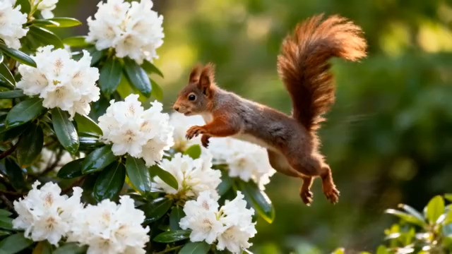  松鼠在花丛中跳跃的素材1969#横屏 	 