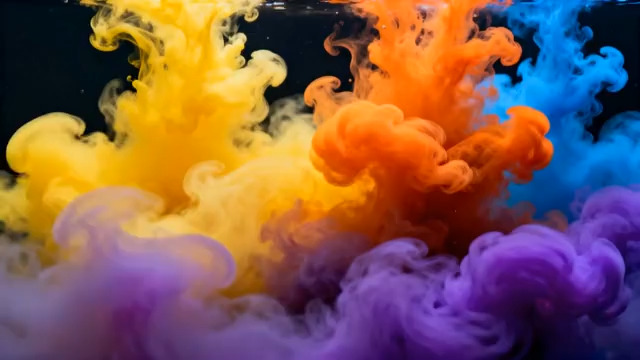  水中彩色墨水扩散画面891#横屏 	 