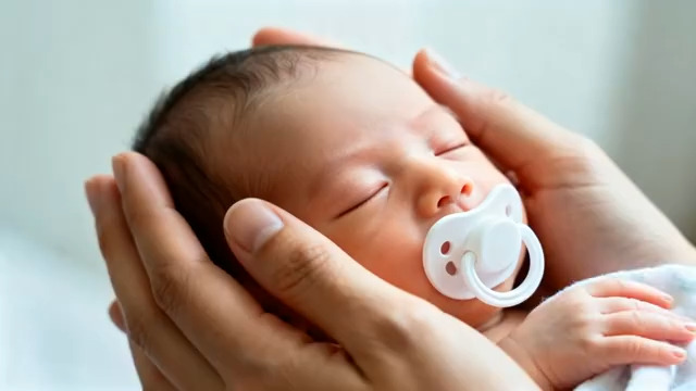  双手托举安抚新生儿画面2659#横屏 	 