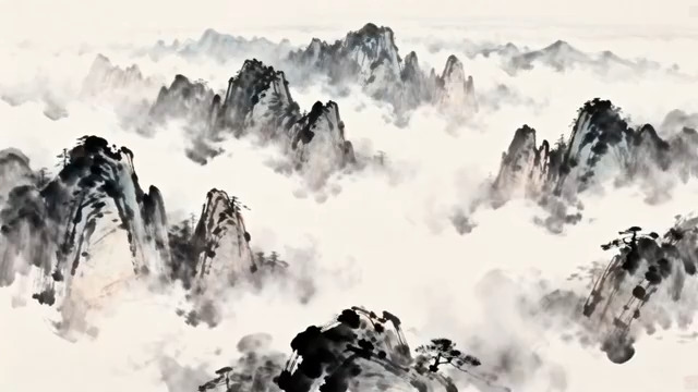  水墨风格山水素材2486#横屏 	 -