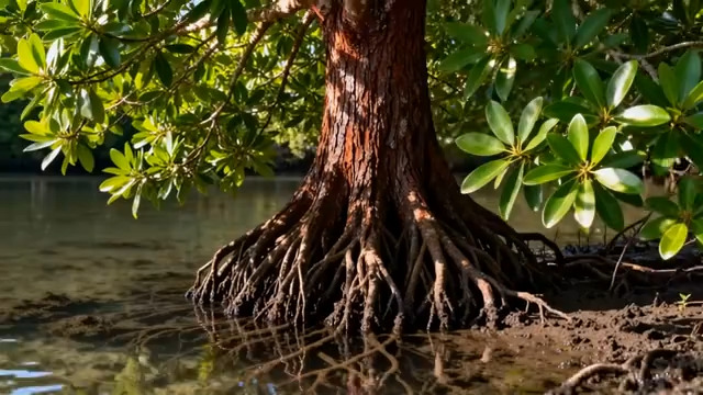  水边红树林树根特写2093#横屏 	 - 
