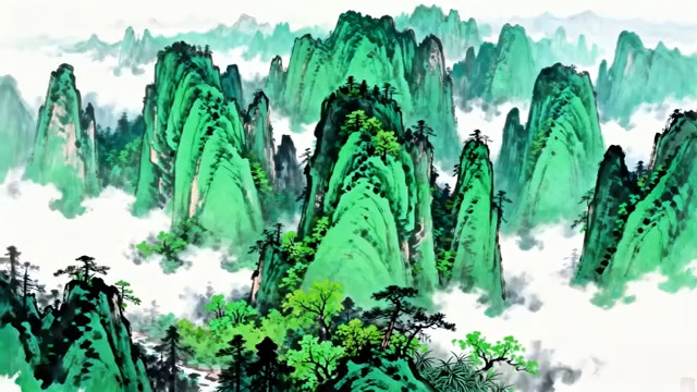  水墨山水国画风景画面435#横屏 	 