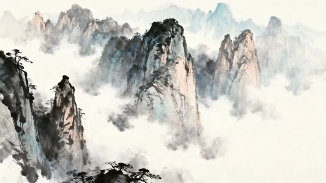  水墨风格山水风景素材162#横屏 	 