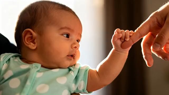 婴儿抓握成人手指画面5250#横屏 