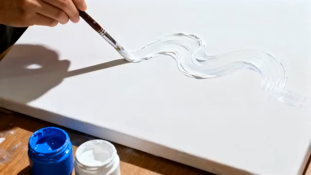 艺术家手持画笔在画布作画2812#横屏 