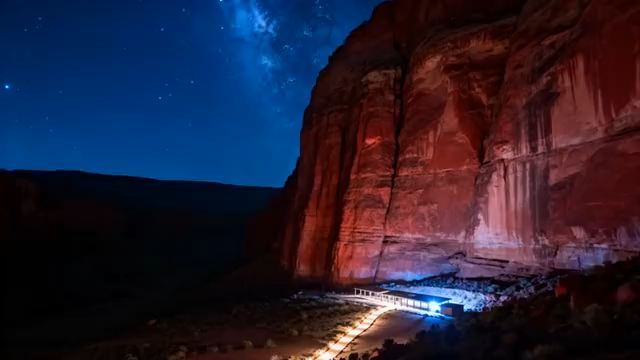 夜空下的红色岩石景观2970#横屏 