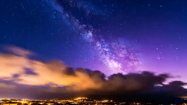 空下的璀璨星空与城市灯火2511#横屏 