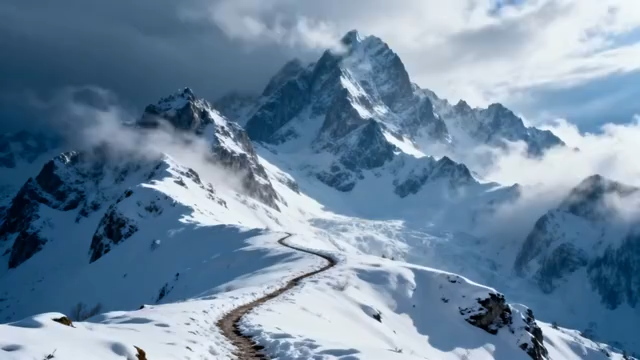 雪夜木屋前的雪人景观383#横屏 