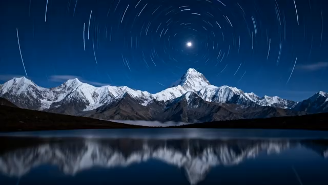 雪山夜空星轨自然风光素材1841#横屏 