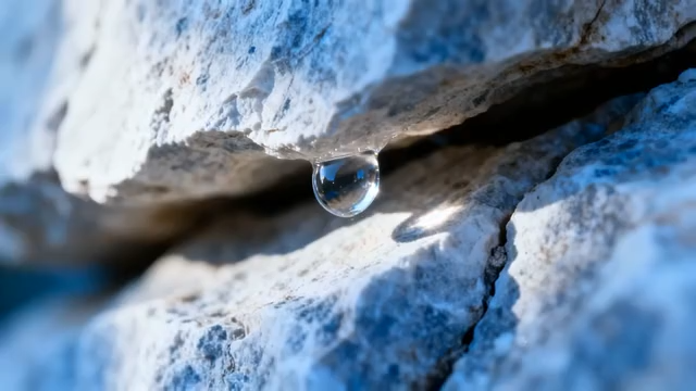 岩石缝隙间的水滴特写1941#横屏 