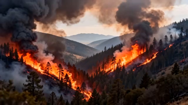  山林火灾燃烧景象543#横屏 	 - 