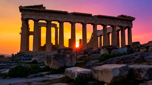 典卫城帕特农神庙日落景观3825#横屏 