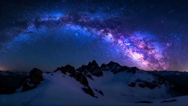 雪山夜空璀璨星空景象5538#横屏 